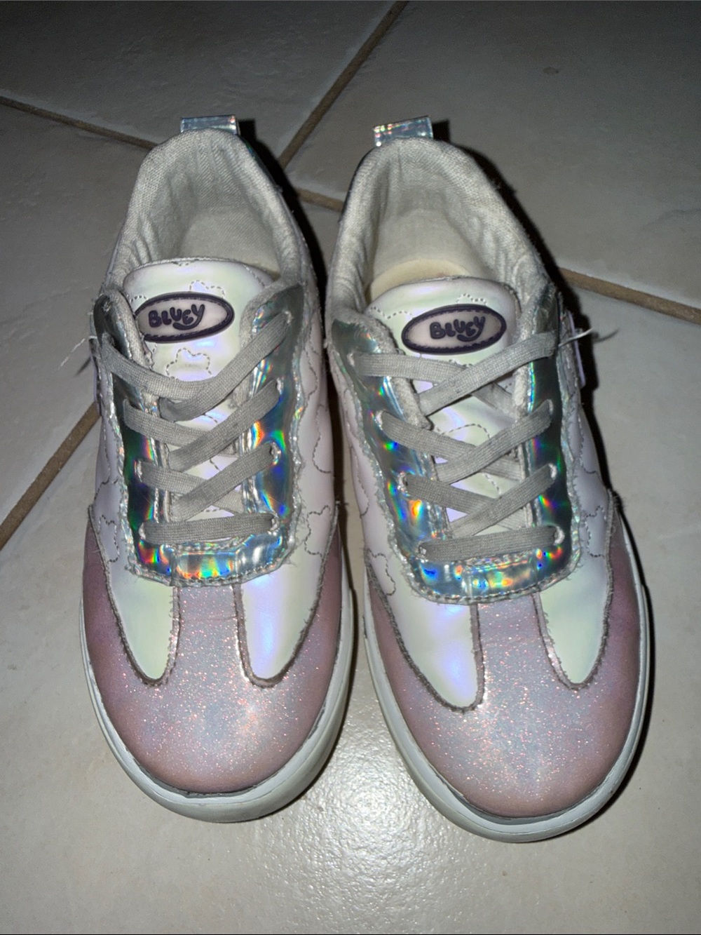 Lucy Iridescent Pink and Silver Kids Sneakers